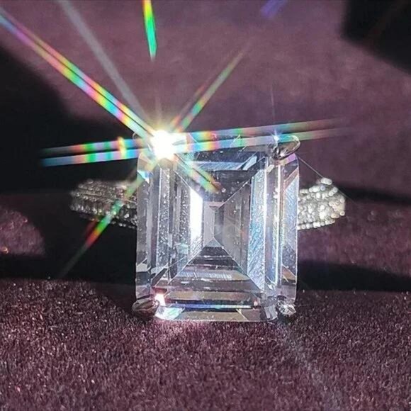 \\ NEW \\ S925 STERLING SILVER \\ ENGAGEMENT DIAMOND RING\\CUTE RING\\SHINY RING - Picture 4 of 7